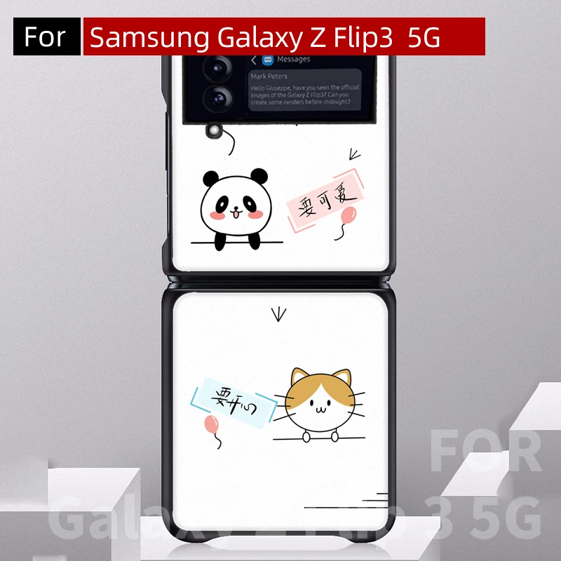 

Z Flip 3 Funda Case for Samsung Galaxy Z Flip 3 Z Flip Painted Cartoon PU Leather Coque Protetion Phone Case Cover Z Flip 3
