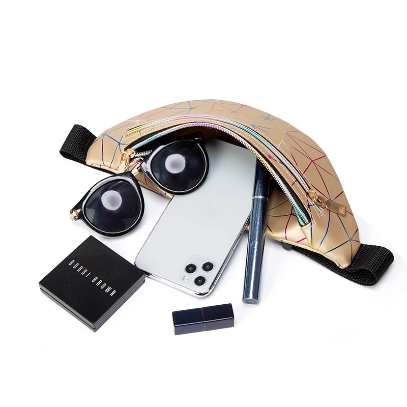 

2020 Fashion Trend Women Waist Bag Double Zipper Diamond Belt Bag Bum Bag Buckles Crossbody Bag Pouch Bags Small Purse