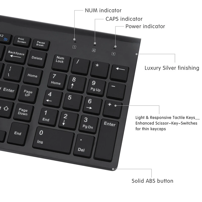 

Wireless Keyboard and Mouse Set 2.4GHz Ultra Thin Full Size Wireless Keyboard Mouse for Laptop PC Desktop Office