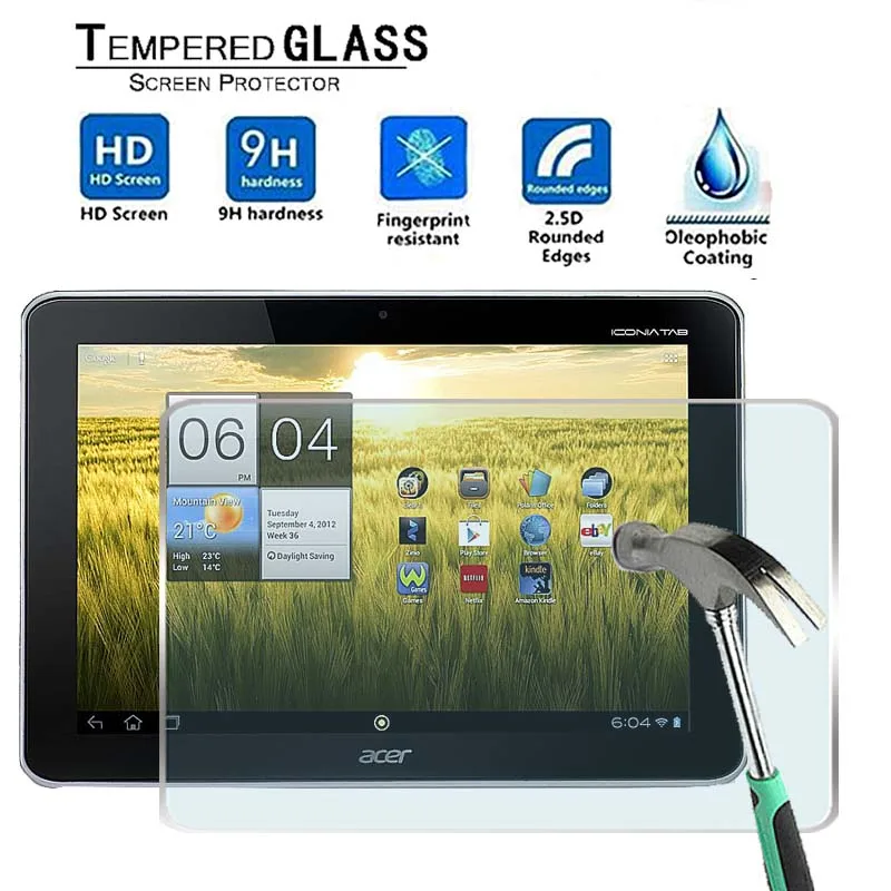 

For Acer Iconia Tab A200 10.1" -Premium Tablet 9H Ultra clear Tempered Glass Screen Protector Film Protector Guard Cover