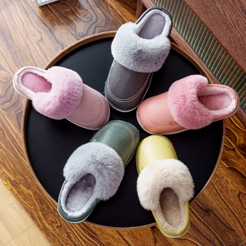 

Winter Fuzzy Memory Foam Furry Warm Slippers Women Men Home Floor Soft Plush Anti Slip Lovers Indoor Shoes Ladies Slides