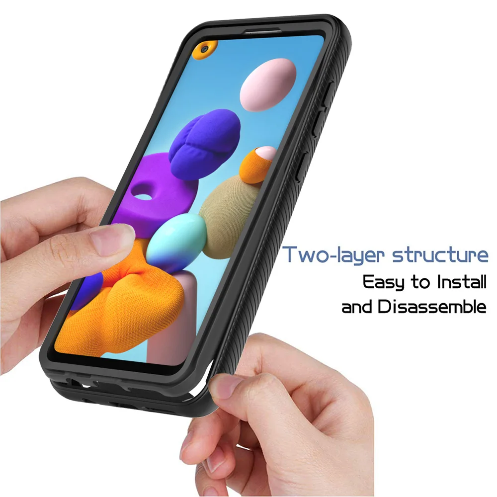

360 Anti-fall Phone Case For Samsung Galaxy A70 A50 A30 A20 A10 A20E A20S A10S A50S A30S M31 M51 Color Bumper Transparent Cover