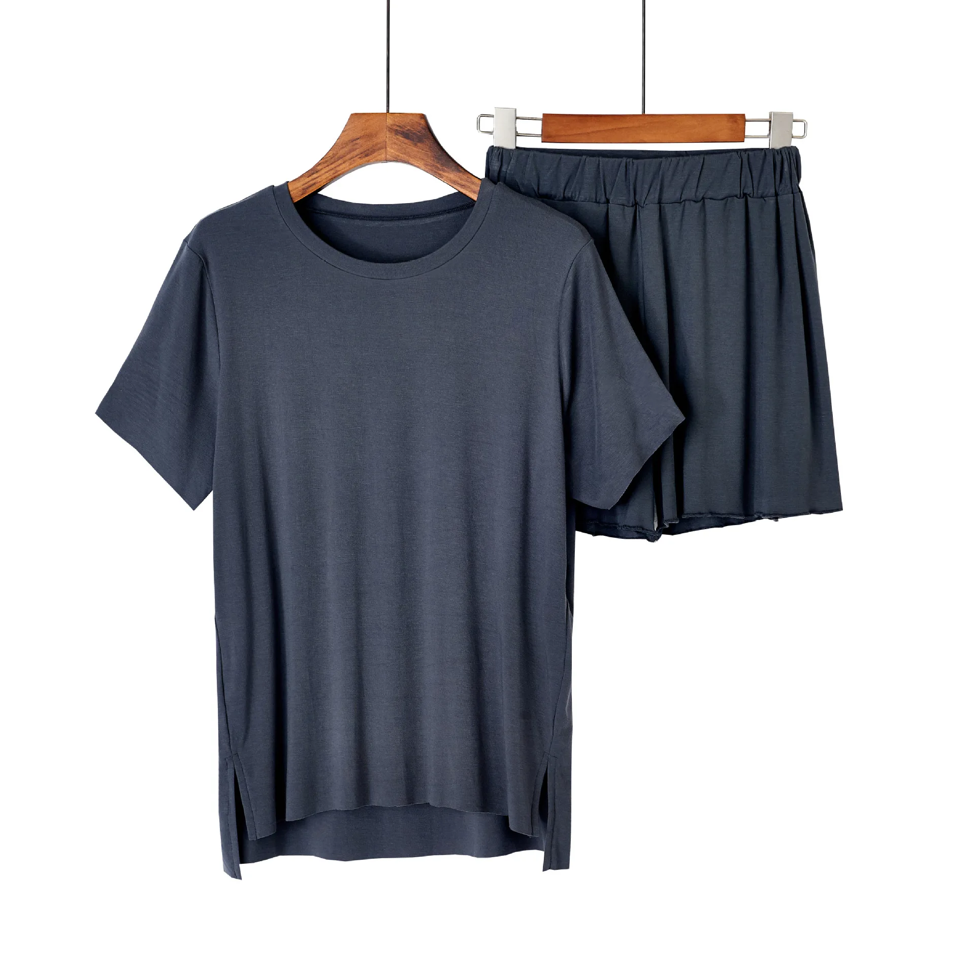 

Новинка весна-лето Хлопковые женские Простые шорты с круглым вырезом и коротким рукавом Свободная Домашняя одежда Пижамный Костюм дышащий ...