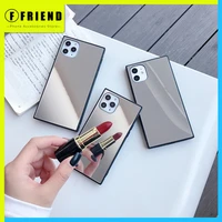 silvery mirror cosmetic mirror for apple 11 pro max iphone 8 plus phone case square xs max hard shell 7p xr x lovers simplicity