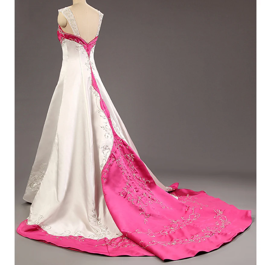 Новинка атласное свадебное платье в готическом стиле с квадратным вырезом