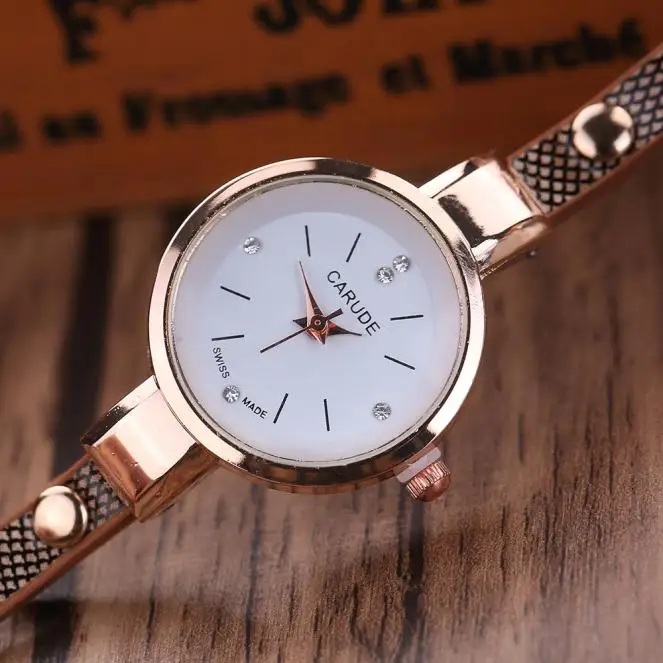 

Fashion Women's Ladies Faux Leather Rhinestone Analog Quartz Dress Wrist Watches Bracelet Reloj de dama free shipping relogio