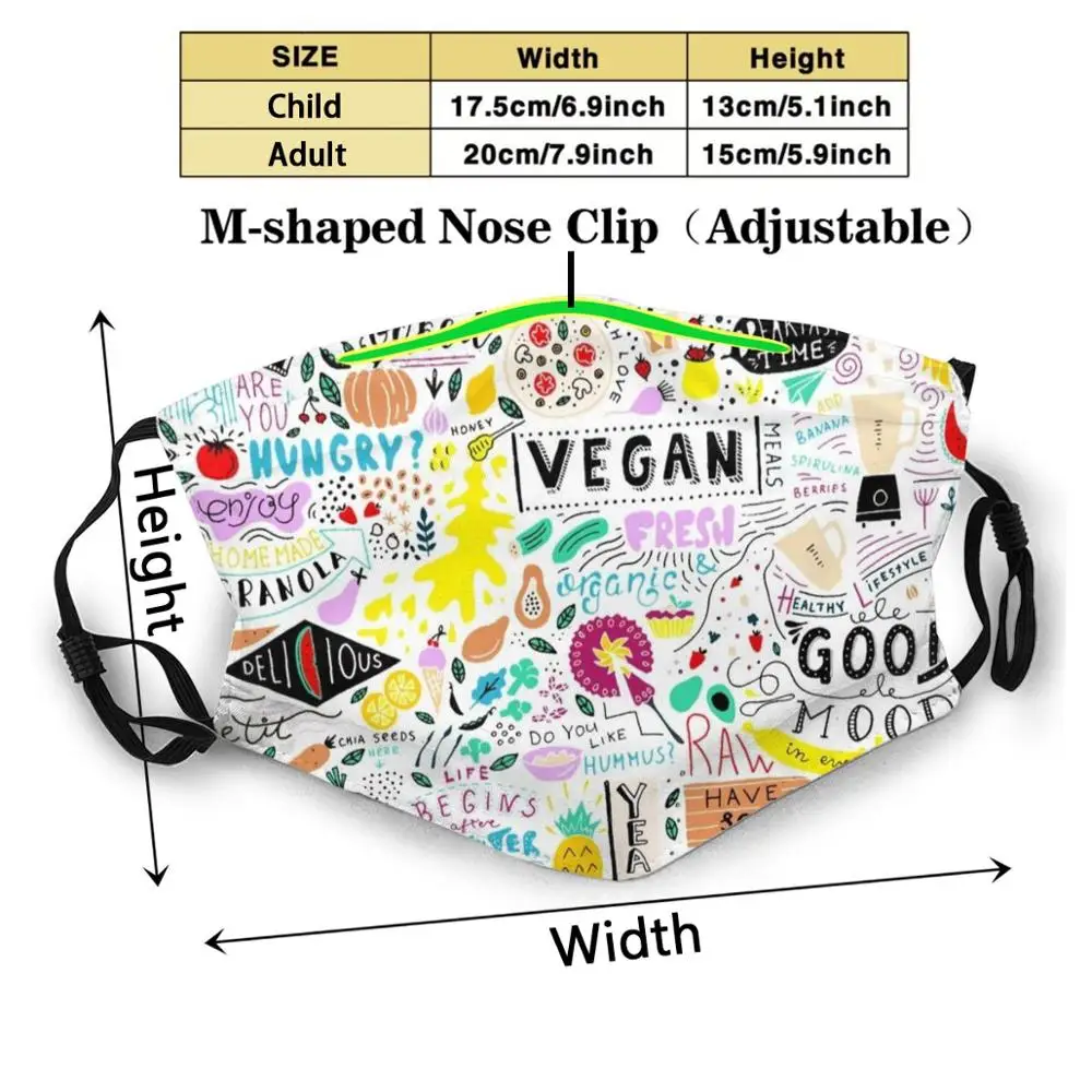 Маска для лица многоразовая вегетарианцев с фильтром | Аксессуары одежды