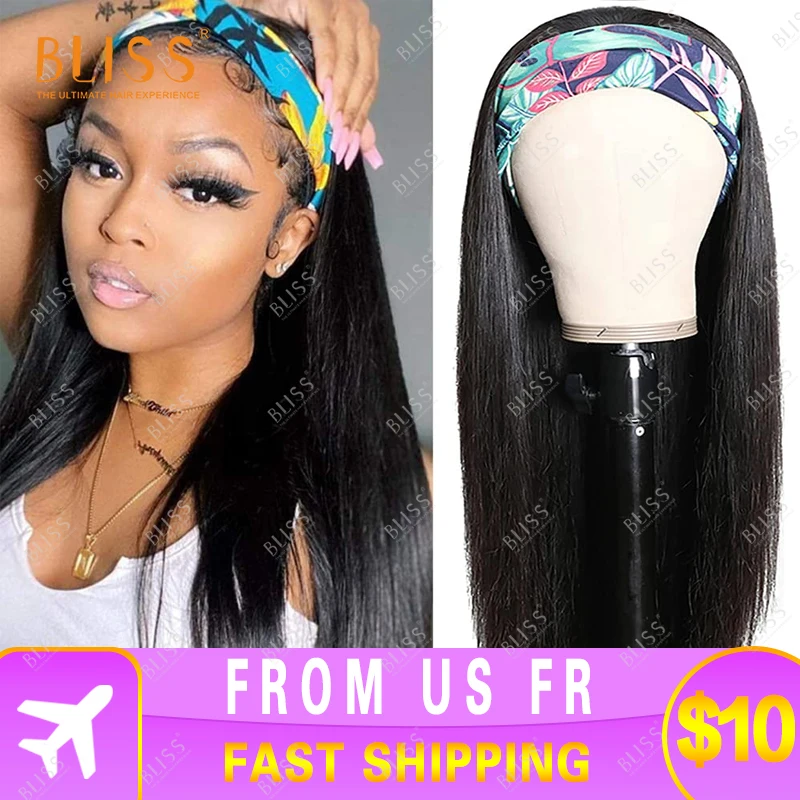 

Bliss парик с головной повязкой, прямые искусственные человеческие волосы, парики без клея из бразильских волос, парики без повреждений из чел...