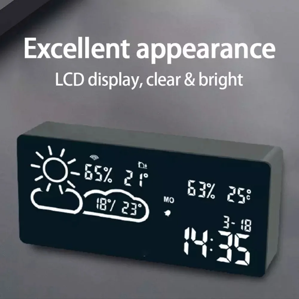 

LED Digital Table Alarm Clock Temperature And Humidity Clock WIFI APP Smart Wireless Network Electronic Watch Table Clock