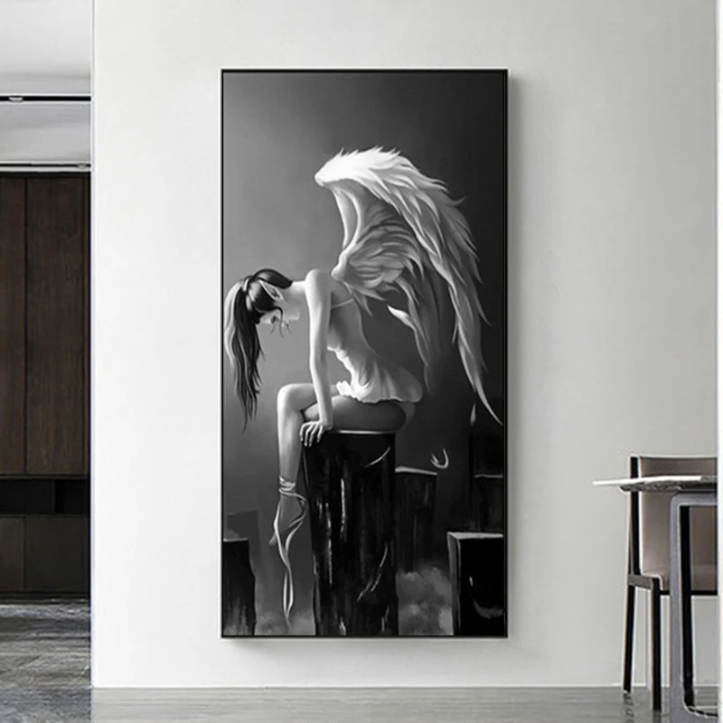 

Modern Abstract Angel Wings Ballet Girl Canvas Painting Posters and Prints Wall Art Picture for Living Room Home Decor