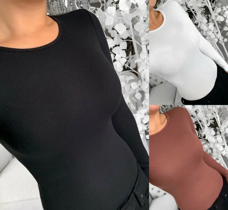 Осенняя модная женская блузка сексуальный Облегающий комбинезон Топы боди