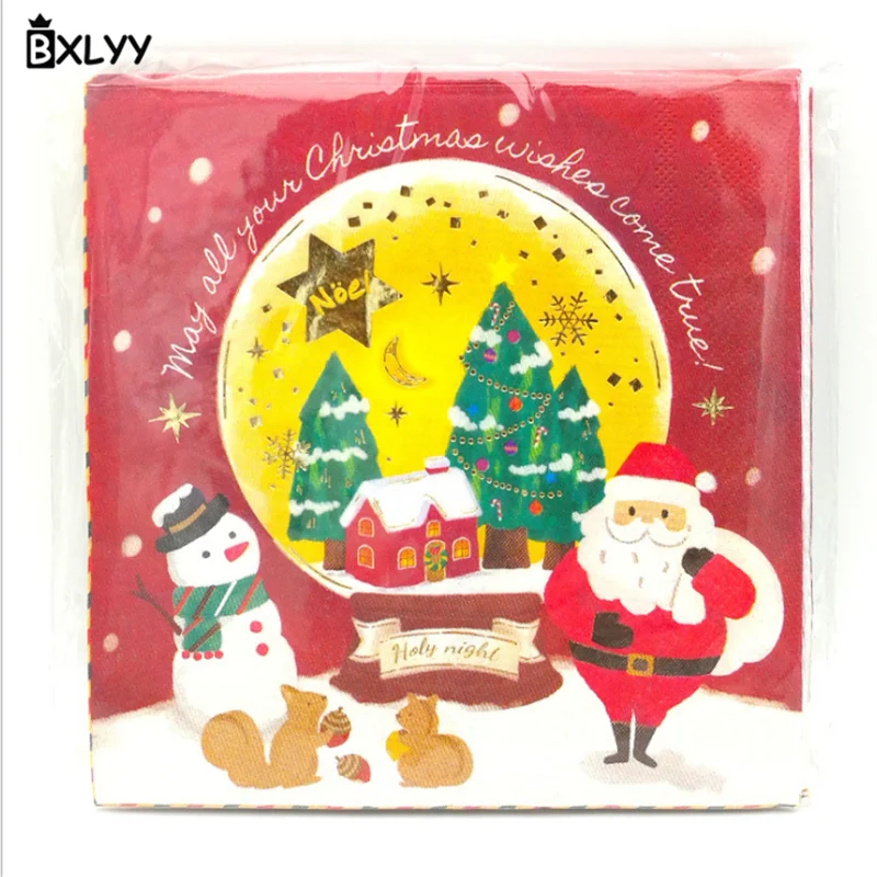 BXLYY рождественское двухэтажное печатное бумажное полотенце, рождественские украшения, вечерние принадлежности для домашнего декора, аксессуары для детской душа. 7