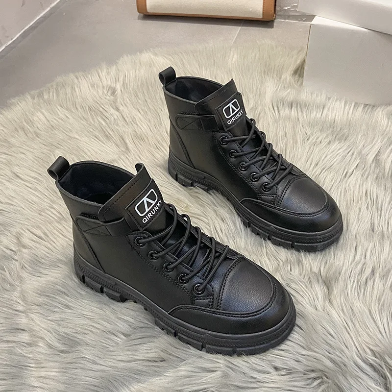 

Женские ботинки Martin, женские осенние ботильоны, дизайнерские ботинки на толстой подошве с круглым носком, на шнуровке, Британская мода, мото...