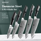 5 шт.набор, кухонные ножи из дамасской стали