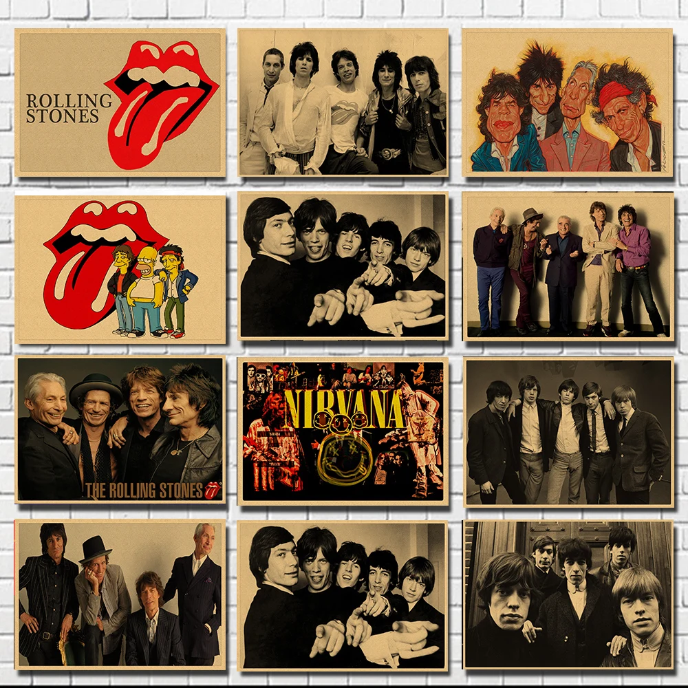 Винтаж большой рот музыкальная рок группы крафт Бумага Бар плакат наклейки на