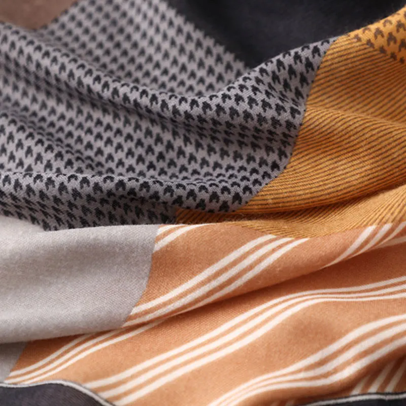 

190cm*80cm Plaid Long Soft Fashion Bandana Cotton Linen Shawl Head Scarves Splicing Color Warm Women Scarf Female Foulard Hijab