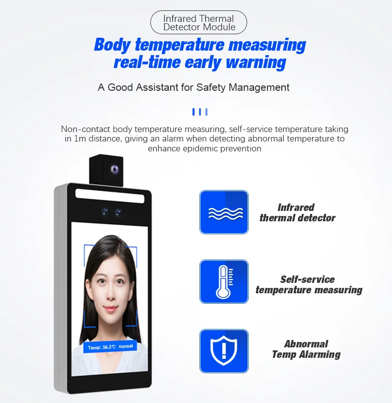 F2-H Long Distance Non-Contact Wall Mounted Face Facial Temperature Recognition