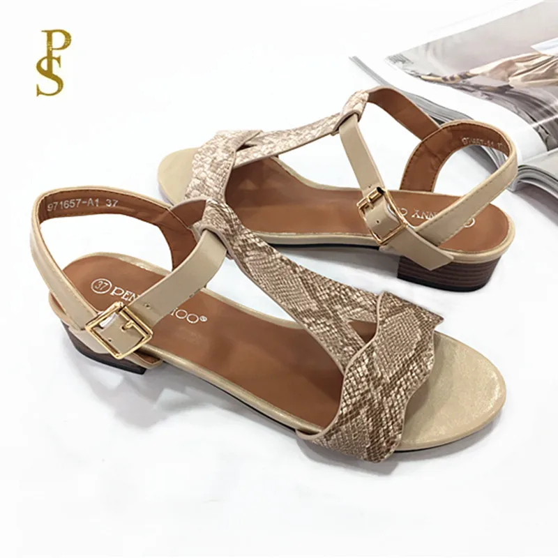 Женские сандалии ботинки из PU искусственного кожа змеи зерно искусственной кожи