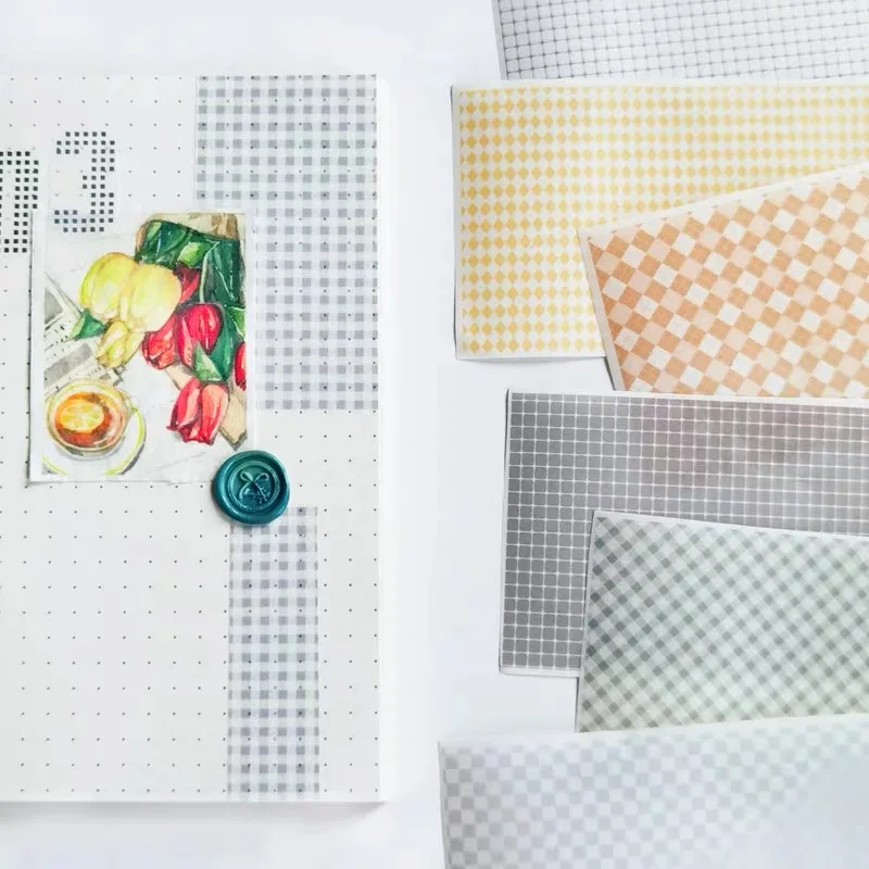 

Lots of Grids Washi Tapes for Card Making Plan DIY Scrapbooking Label Stickers