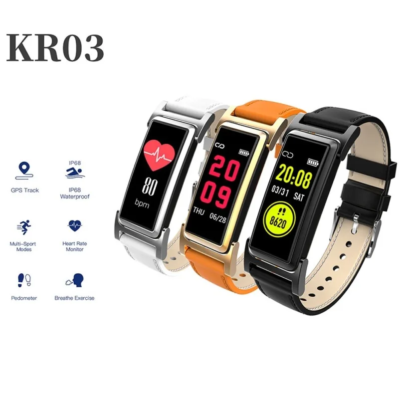 Бизнес кожаный смарт-браслет шагомер пульсометр Спортивный Браслет