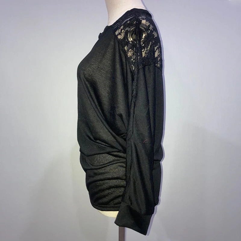 Женская трикотажная рубашка с длинным рукавом летучая мышь | одежда