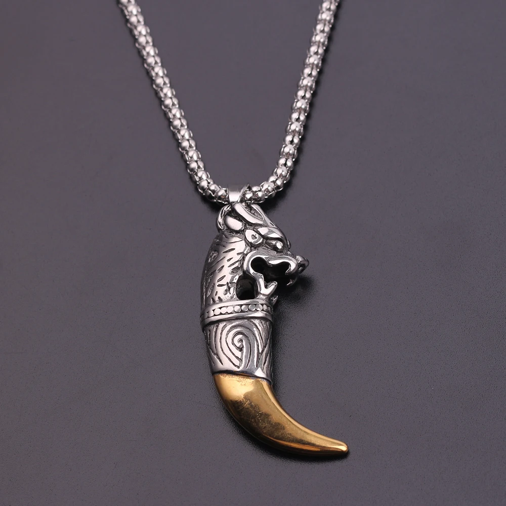 Зуб Волка панк храбрых мужчин волк Gog зубы Спайк кулон ожерелье для и женщин Lucky