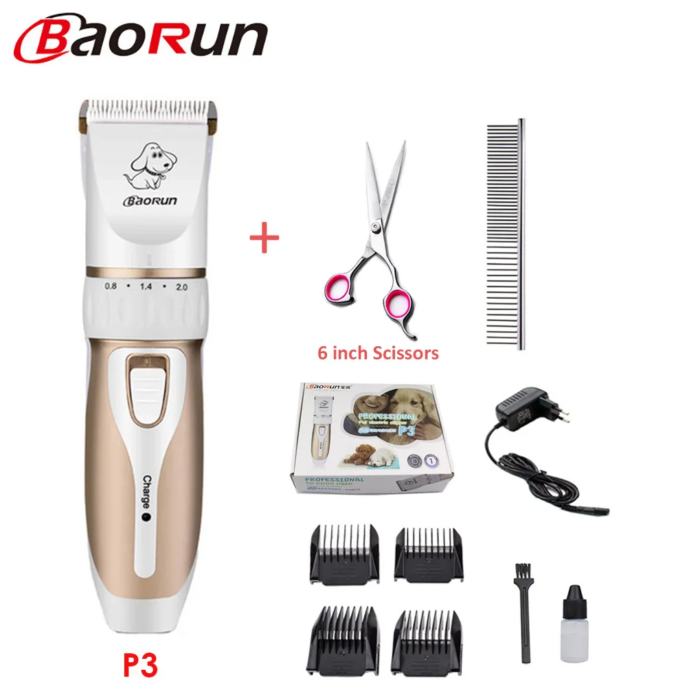 P3 Add KIT-A Baorun P2 кусачки для собак, профессиональная машинка для стрижки домашних животных, кошек, триммер, набор, перезаряжаемая машинка для стрижки кошек, бритва для домашних животных - Цвет: P3 Add KIT-A
