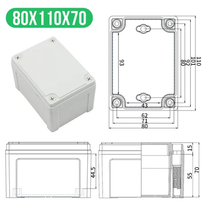 110x80x70mm(LxWxH) Высококачественная Водонепроницаемая электрическая распределительная коробка серии AG, IP67, ABS пластик, RoHS, чехол для корпуса, наружная распределительная коробка - Цвет: 110x80x70mm(LxWxH)