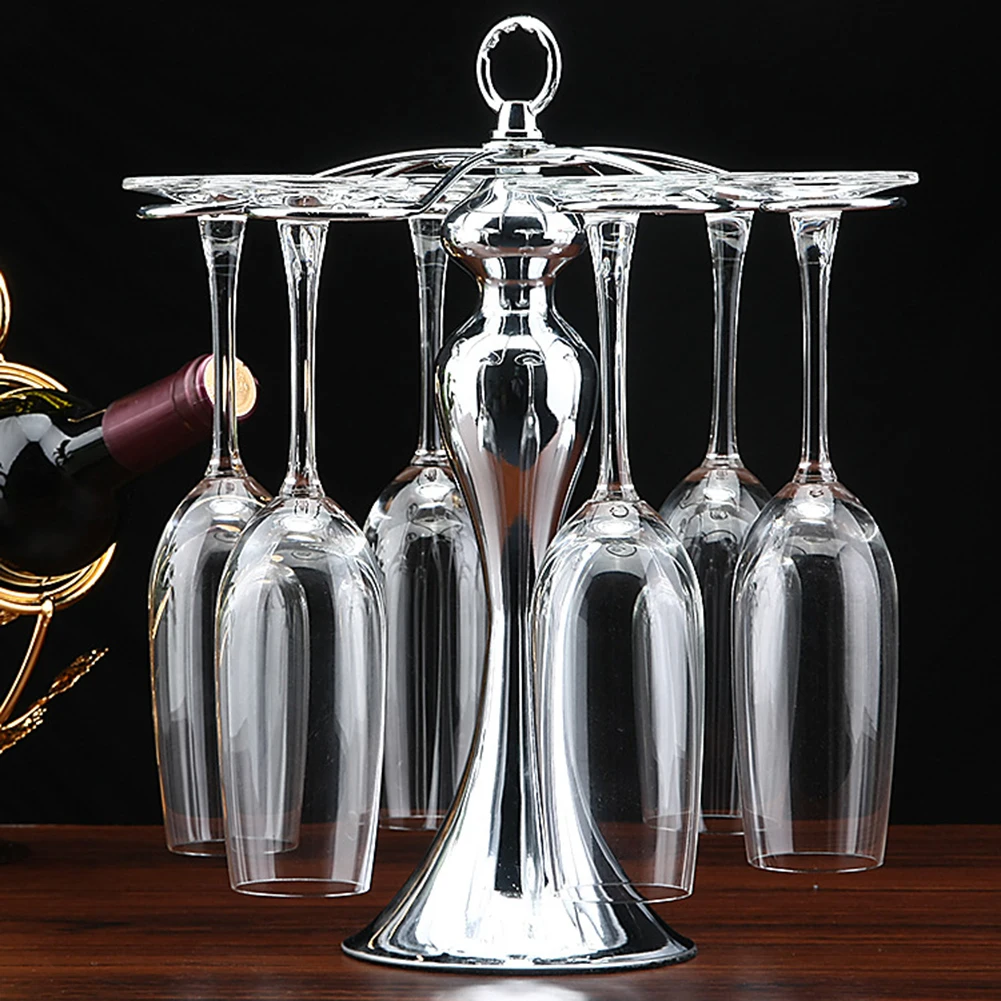 2 Colors Metal Hanging Wine Glass Holder Luxury Stemware Storage Rack Display Drying Stand with 6 Hooks | Дом и сад