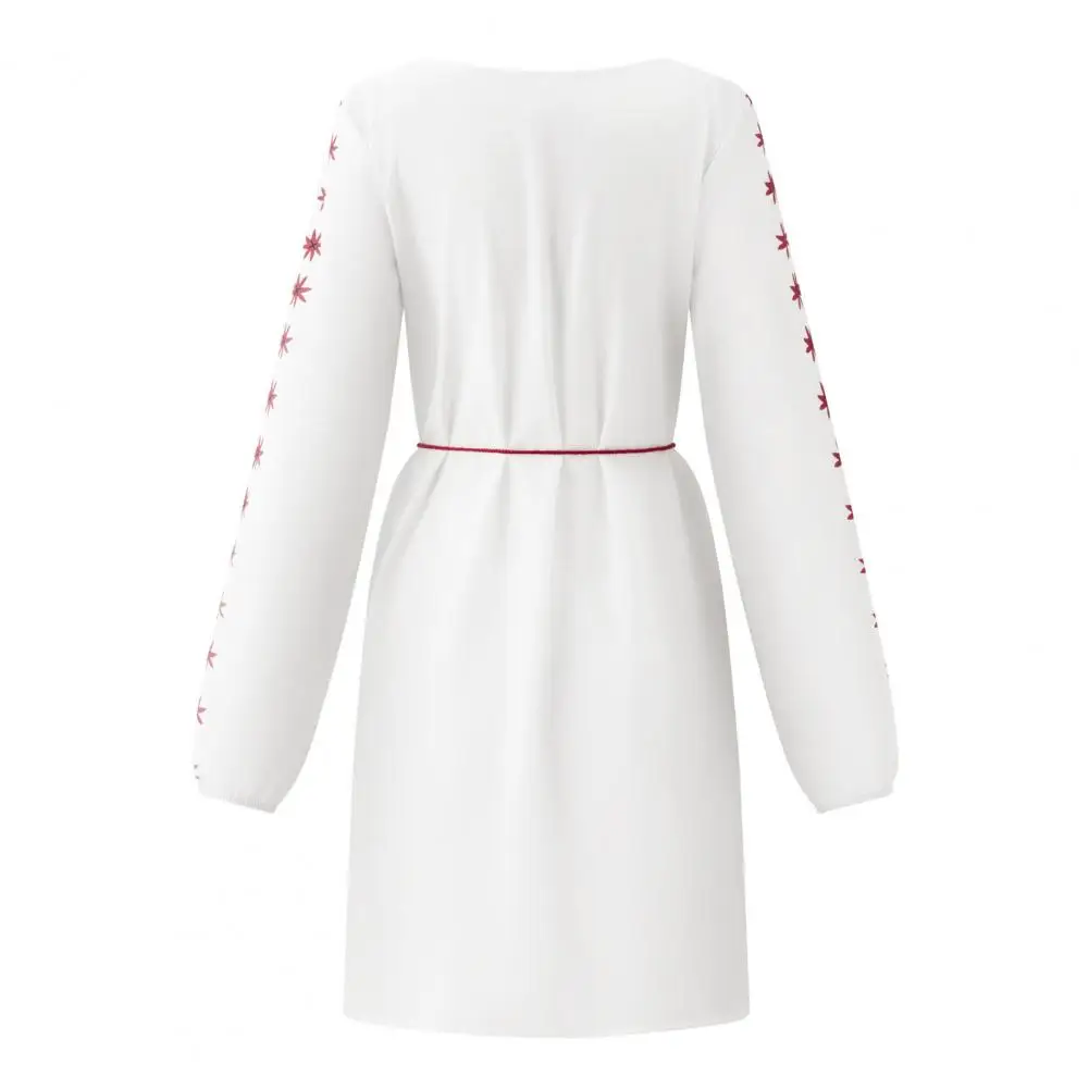 

Summer Dress Women Dresses Bohemian Women Ethnic Style Loose 3/4 Sleeve V-neck Mini Dress Streetwear Vintage Dresses Women