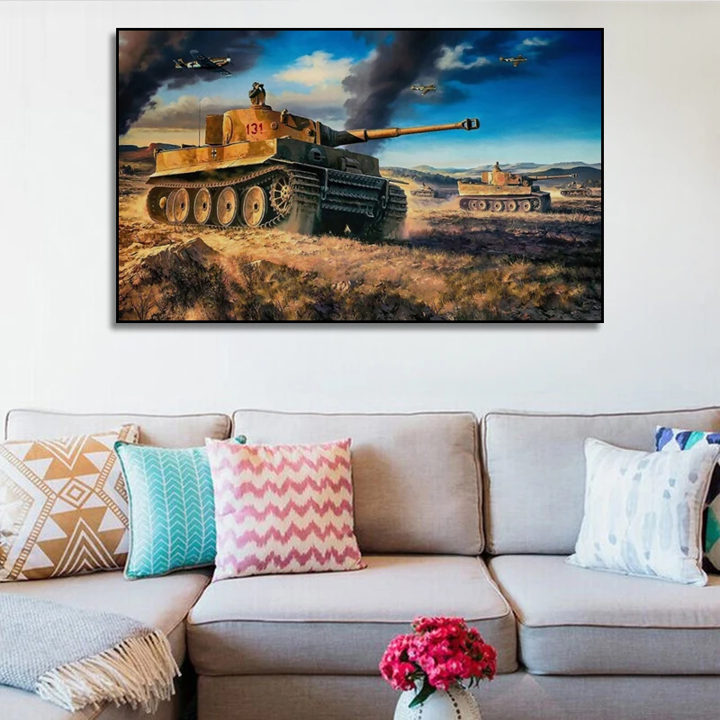 

World War II Tiger Tank Fantasy Artwork Poster Painting Home Living Room Decoration Bedroom