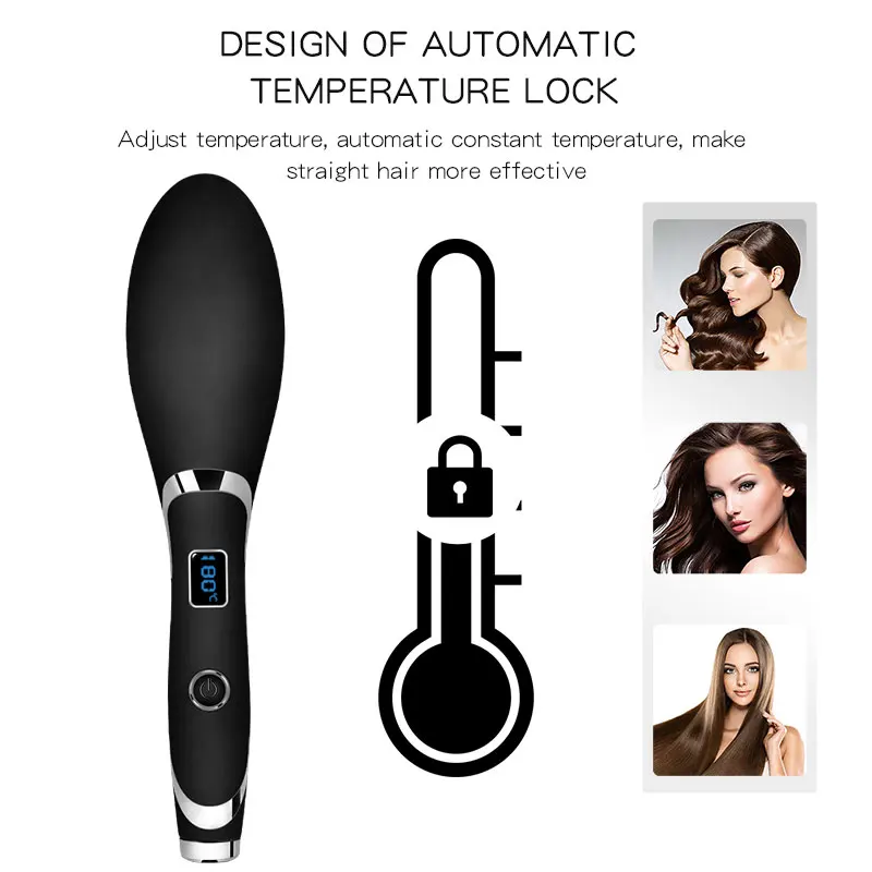 

Professional Hair Straightener Hot Heating Comb Smooth Iron Straightening Brush Multi-Function Use Adjust Temperature