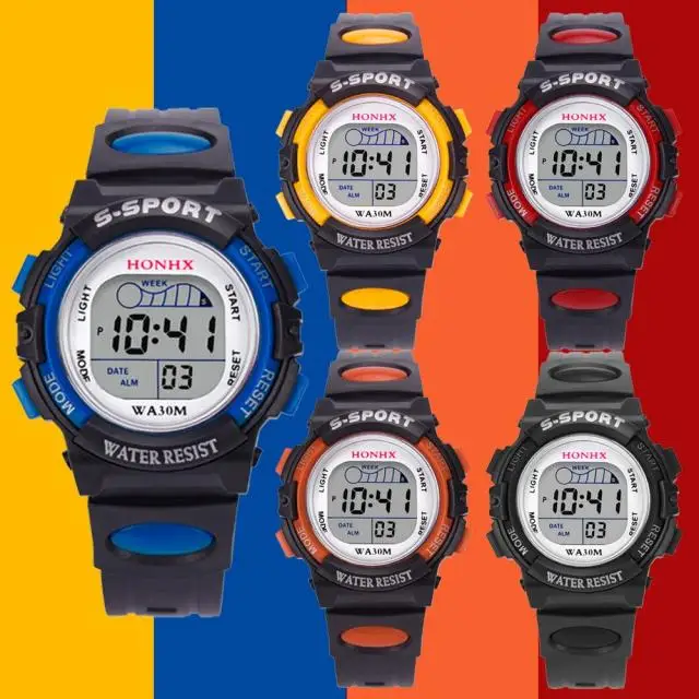 

Waterproof Children Boys Digital LED Sports Watch Kids Alarm Date Watch Gift часы мужские relogio masculino relogio montre homme