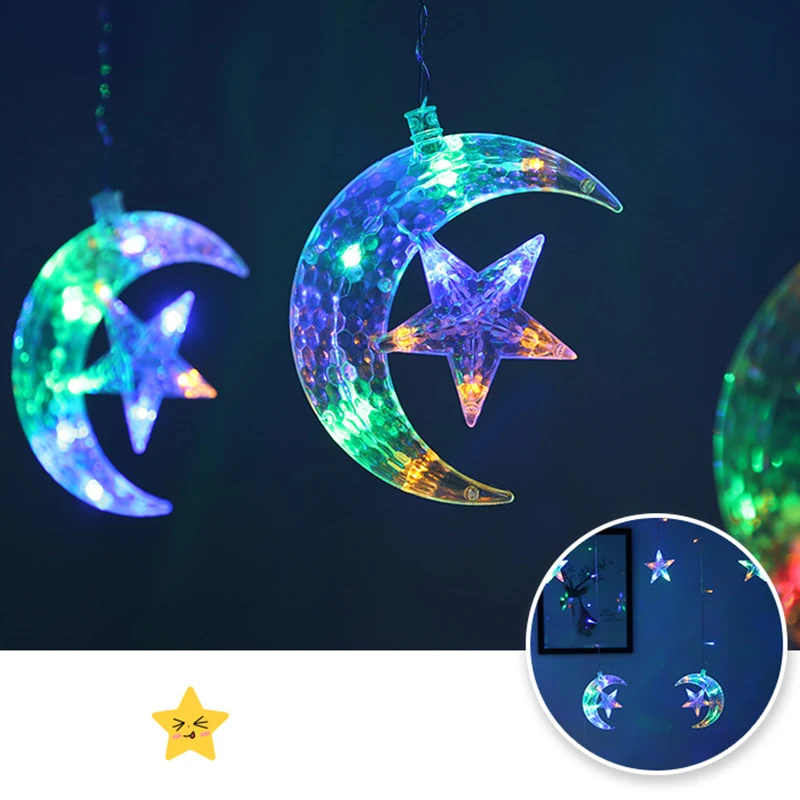 

HOT 138 LED Star Moon Curtain Stringlights Decorations for Wedding Party Home Garden Bedroom NDS