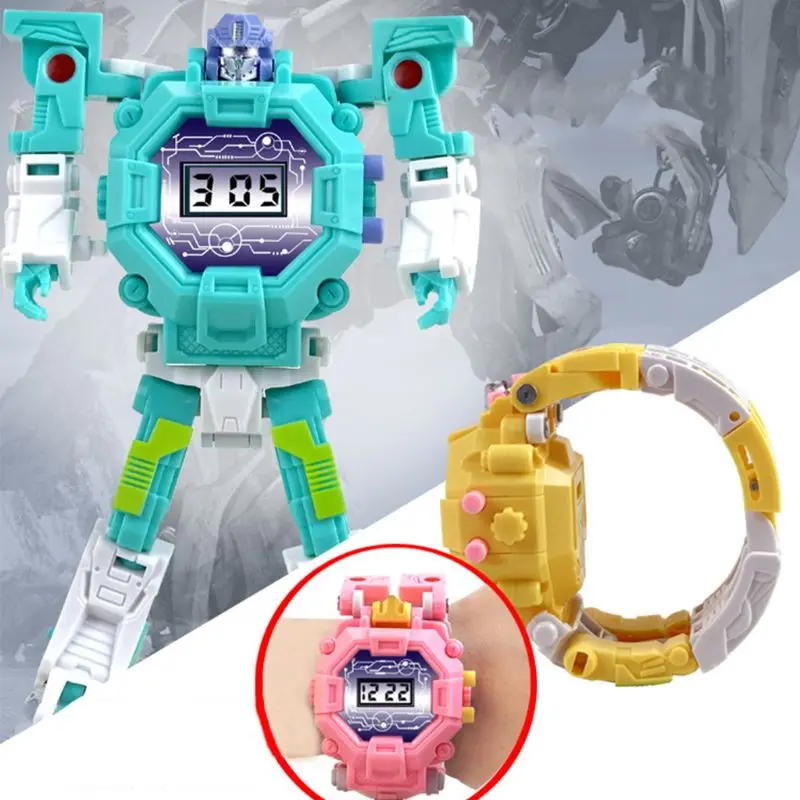 

Deformation Robot Watch Children Electronic Wristwatch Robots Transformation Creative Cartoon Figures Toys Kids Gift 634F