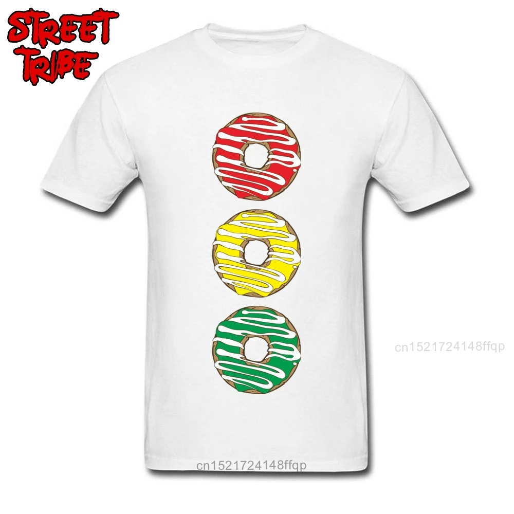 Мужская футболка с принтом пончики красный желтый зеленый черный уличный стиль