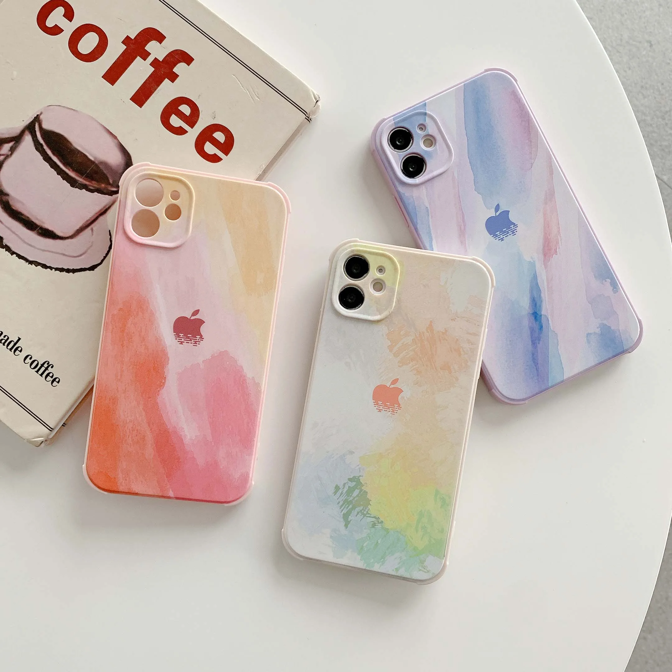

Colorful Painted Airbag Phone Cases for iPhone 11 12 Pro Max Camera Lens Protective Cover On iPhone XR XS Max X 7 8 Plus Se 2020