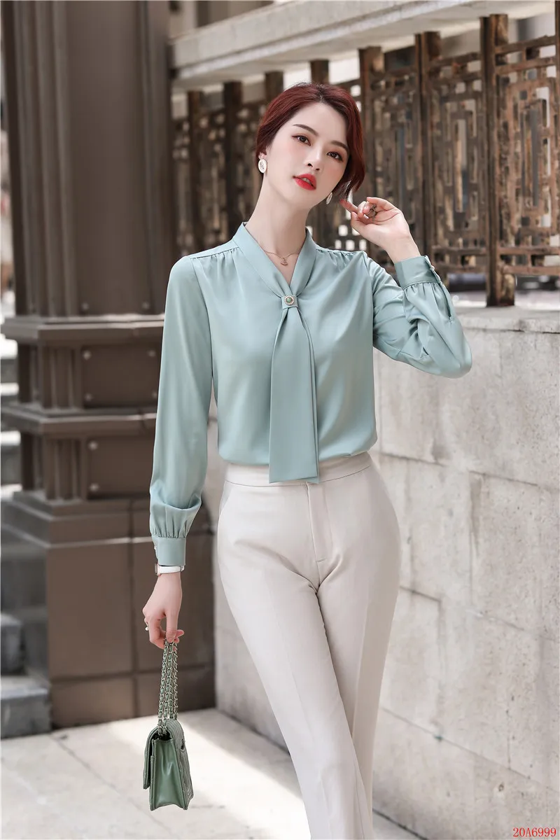 New 2020 Fashion Ladies Blouses & Shirts Women 2 Piece Pant and Top Sets Long Sleeve Work Wear Office Uniform | Женская одежда
