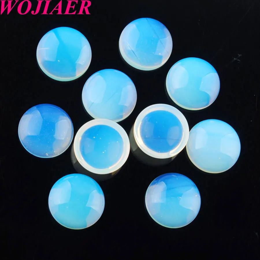 

WOJIAER White Opal Gem Stones Round Cabochon CAB No Drill Hole 14x5mm Jewelry Making 50PCS PU8222
