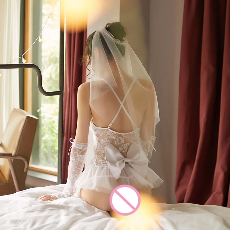 The New Lace Transparent Fun Strap Nightdress Wedding Princess Wind Suit Sleepwear Sexy Women's Pajamas Lingerie | Женская одежда