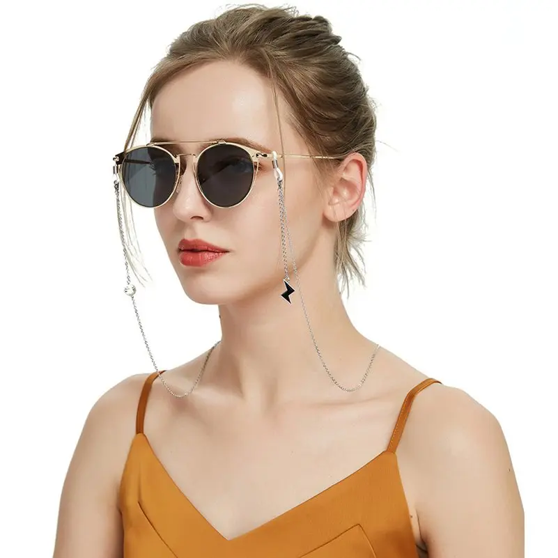 

Asymmetrical Pendant Glasses Chains Lightning Beaded Eyeglasses Sunglasses Spectacles Metal Chain Holder Cord Lanyard Necklace