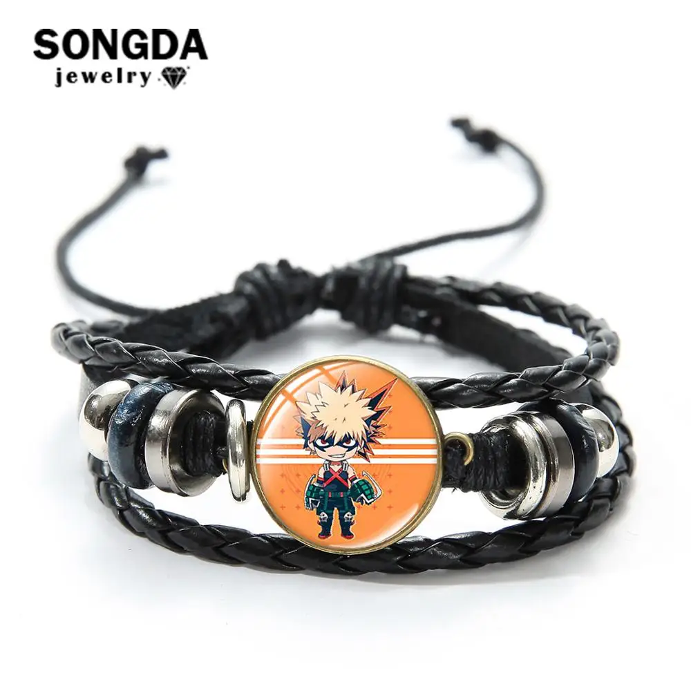 

SONGDA Hot Anime My Hero Academia Leather Bracelet Men Boku no Hero Midoriya Lzuku Bakugo Katsuki Todoroki Shoto Cosplay Jewelry
