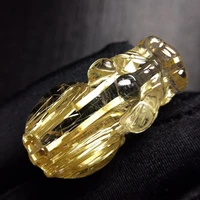 natural gold rutilated quartz pi xiu carved pendant gemstone brazil 29 516 411 2mm wealthy women men jewelry 18k gold aaaaaa