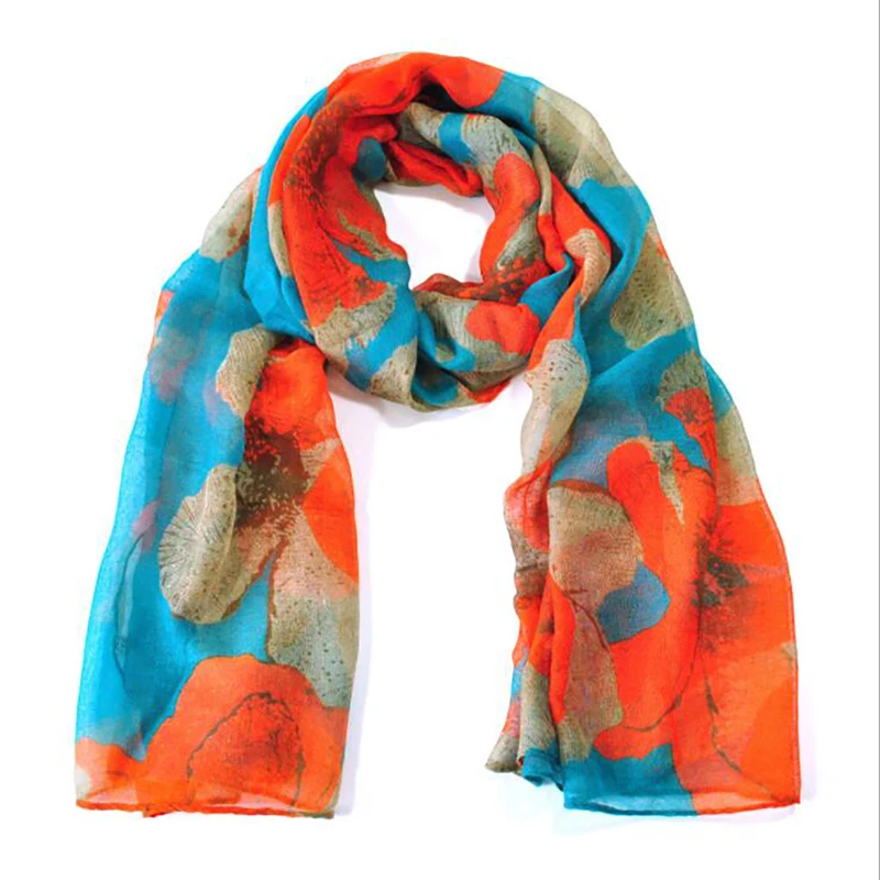 

Summer Fashion Patchwork Ladies Scarves 2022 Hot Sale Elegant Yarn Print Women Scarves Fashion Flower Print Scarf