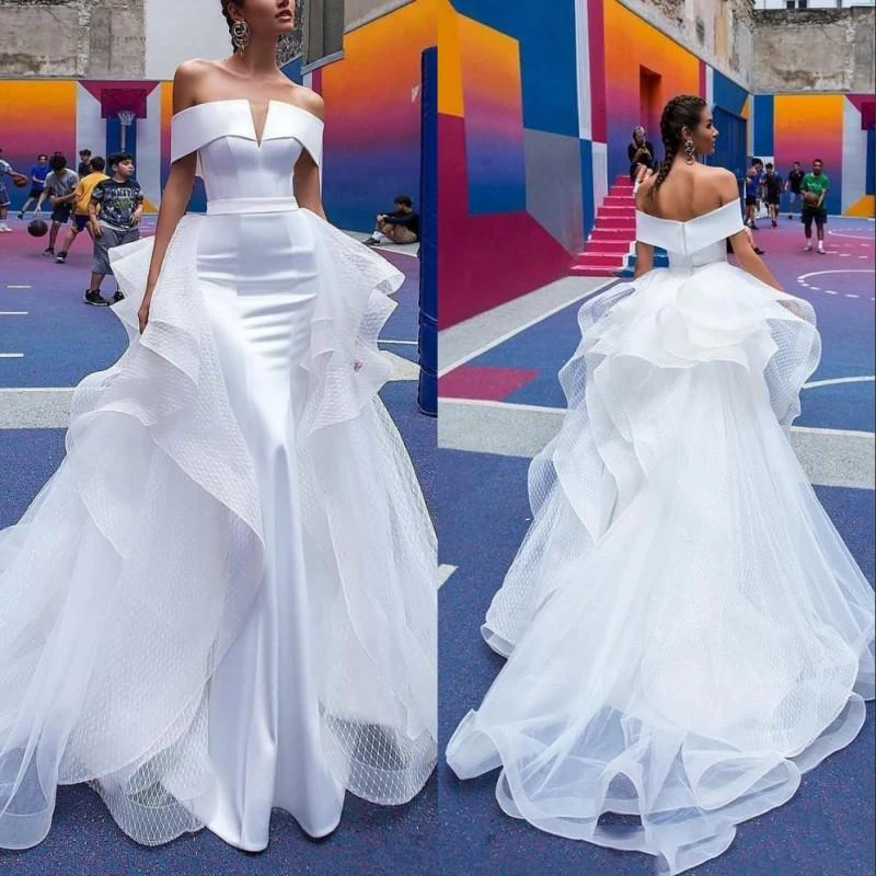 Винтажные Свадебные платья русалки горячая Распродажа со съемным шлейфом с