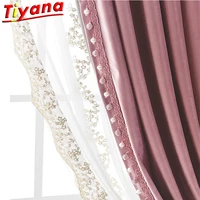 french retro rope embroidery pearls tulle curtain for living room ultra high duplex building window sheer voile drapes custom
