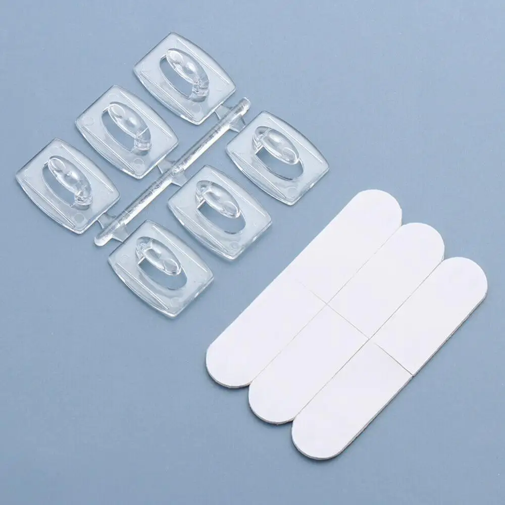 

20/6PCS Wall Transparent Removable Hook Strong Seemless Adhesive Key Towel Cable Rack Kitchen Bathroom Hanger Clamp Hook V6A3