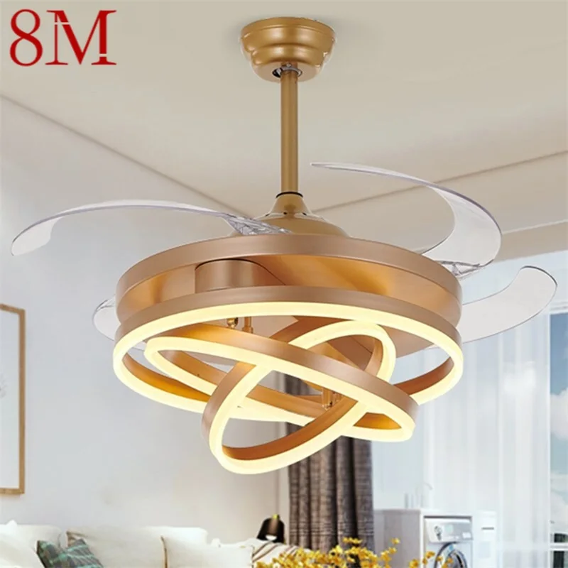 

8M Ceiling Fan Light Without Blade Lamp Remote Control Modern Creative Gold For Home Living Room 120V 240V