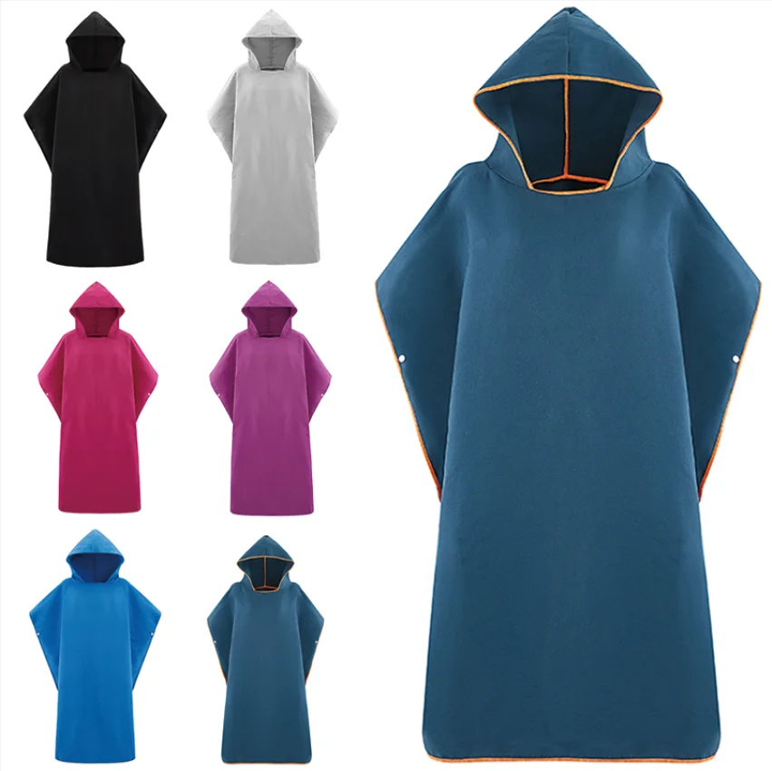 Microfiber Quick Dry Wetsuit Changing Robe Poncho towel With Hood for Swim, Beach, Lightweight, Beach Surf Poncho