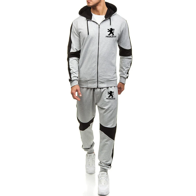 Hoodies Men for Peugeot Car Logo Printed Fashion Casual Harajuku Hooded Fleece Warm zipper Jacket Sweatshirt Sweatpants Suit 2pE |